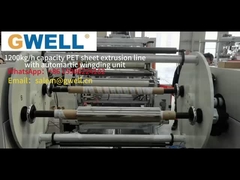 wow!1500kg/jam kapasitas PET Plastic Sheet Extruder Line dengan unit penggulung otomatis penuh