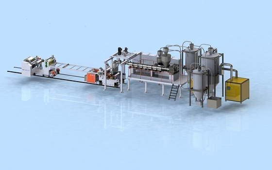 Beli Kapasitas tinggi Twin Screw PET Plastic Sheet Production Line Torsi tinggi Output tinggi 800-1500kg/h online manufacture